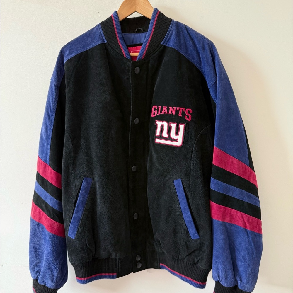 ***SOLD, other app*** 90s Vintage NY Giants 🏈 Suede Varsity Jacket